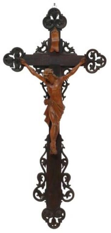 Appraisal: Italian carved wood crucifix early th c cross with faux