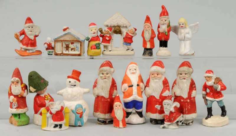 Appraisal: Lot of China Bisque Christmas Figures Description Includes Santas Condition