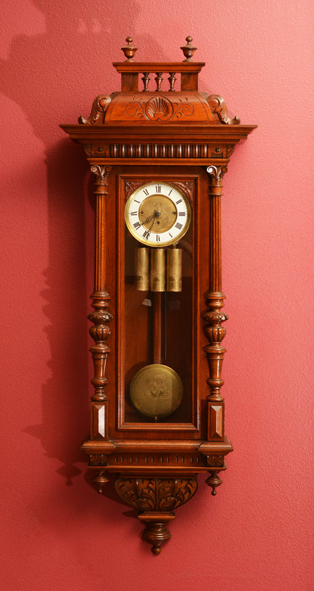 Appraisal: GUSTAV BECKER TRIPLE WEIGHT REGULATOR WALL CLOCK Carved removable crest