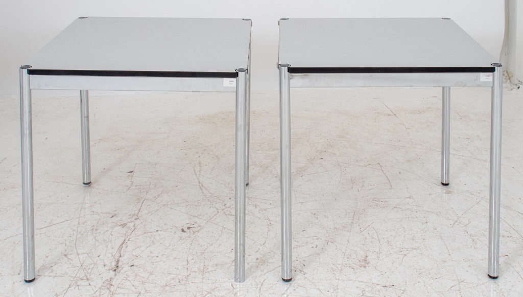 Appraisal: MODERN CHROME AND WHITE FORMICA CARD TABLES Modern chrome and