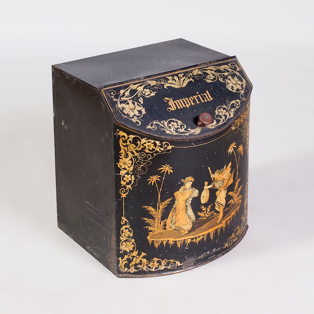 Appraisal: American Victorian Painted Coal T le Bin Stamped Henry Troemner