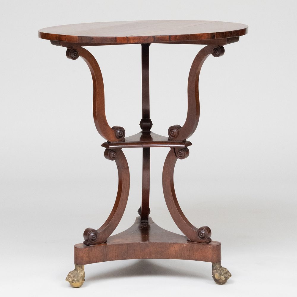 Appraisal: Early Victorian Rosewood and Mahogany Side Table Fitted with later