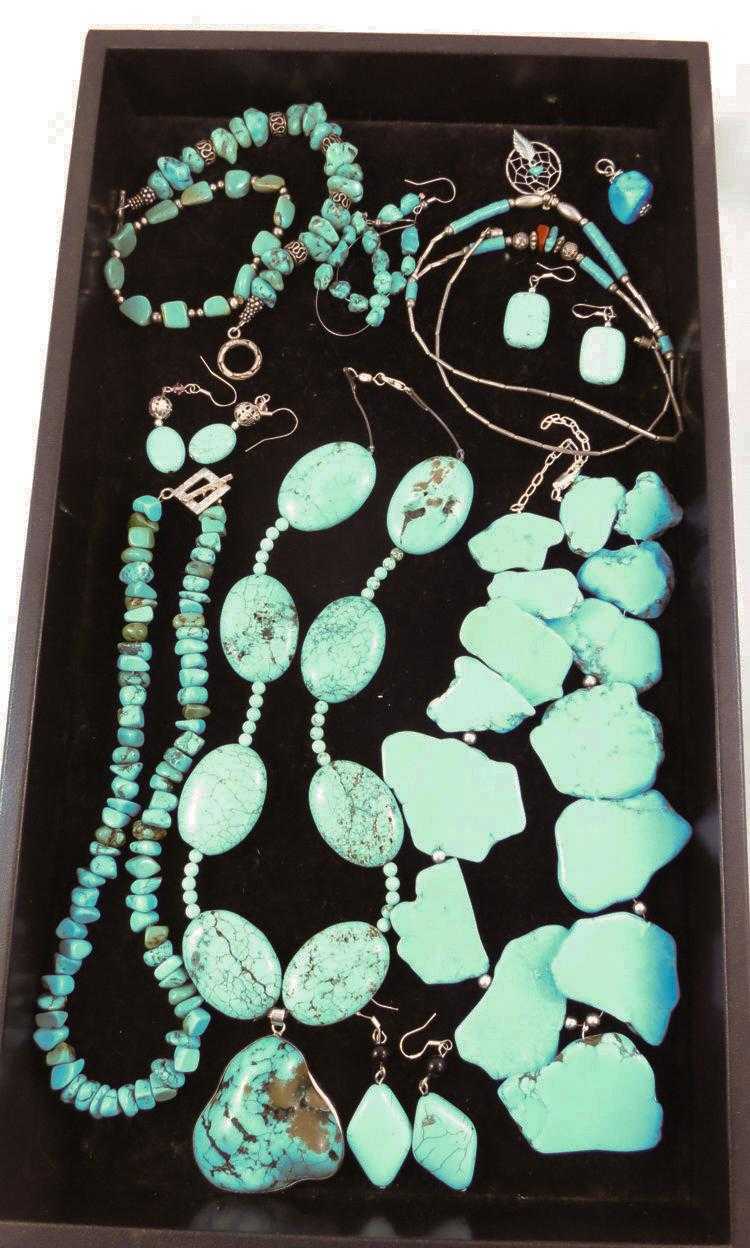 Appraisal: FIFTEEN ARTICLES OF BEAD AND SILVER JEWELRY four necklaces two