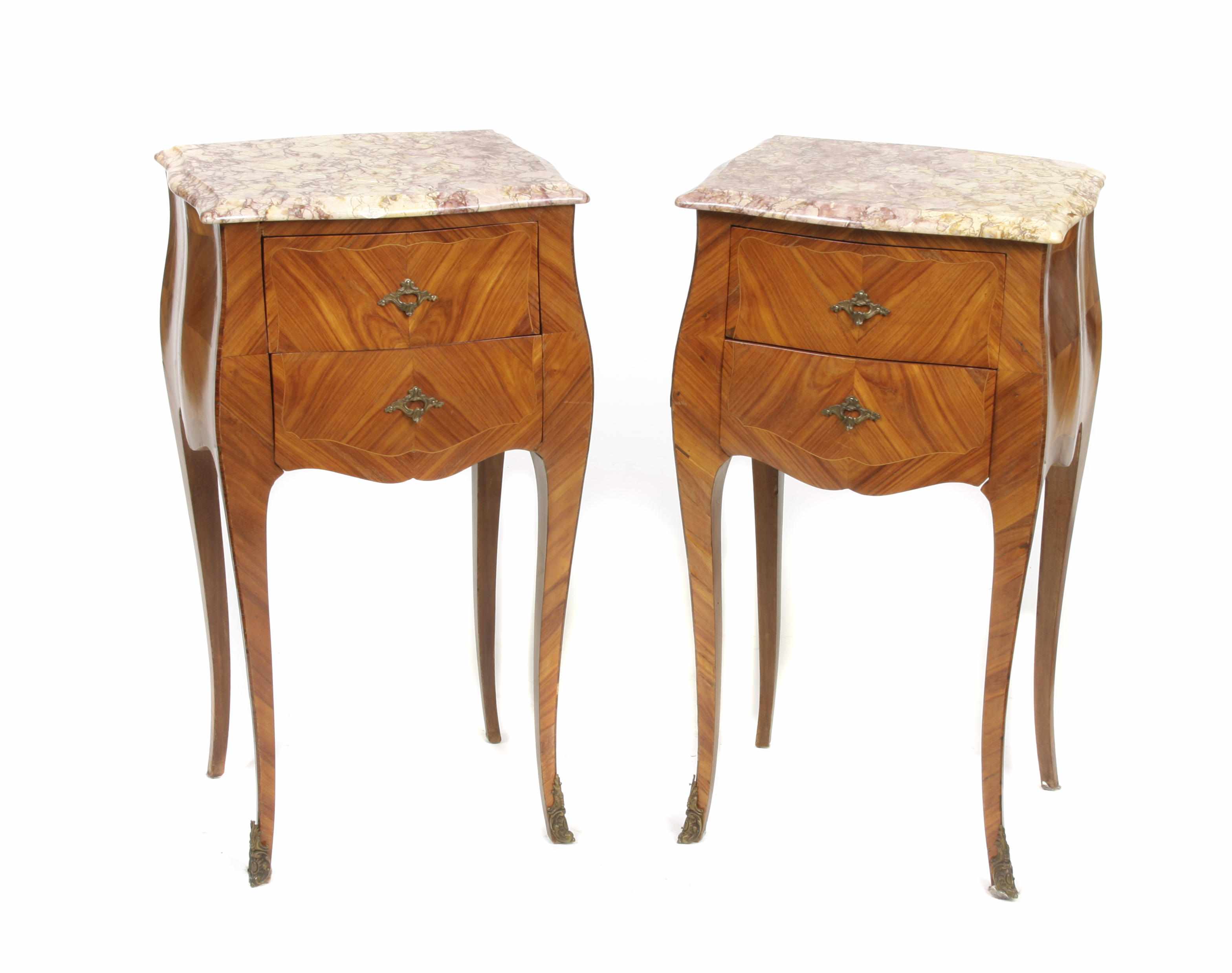 Appraisal: A pair of Louis XV style walnut night tables height