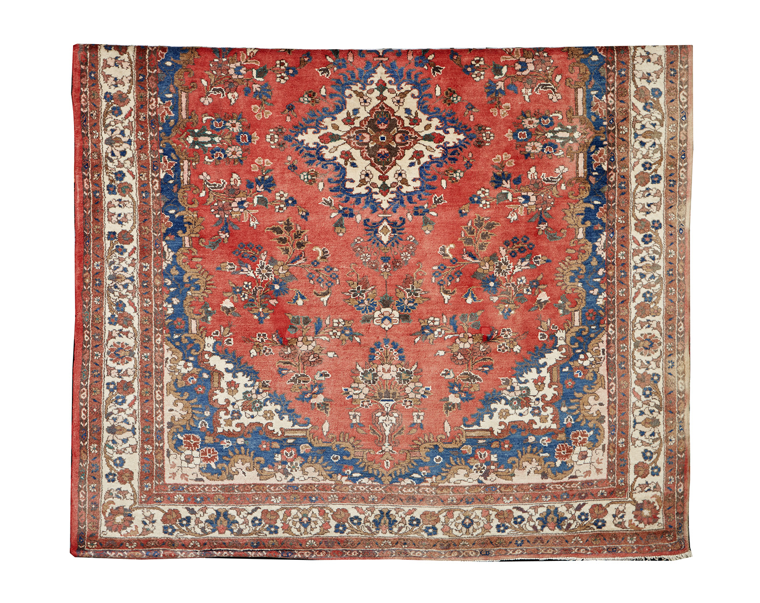 Appraisal: A PERSIAN WOOL RUG Of central medallion designs on a