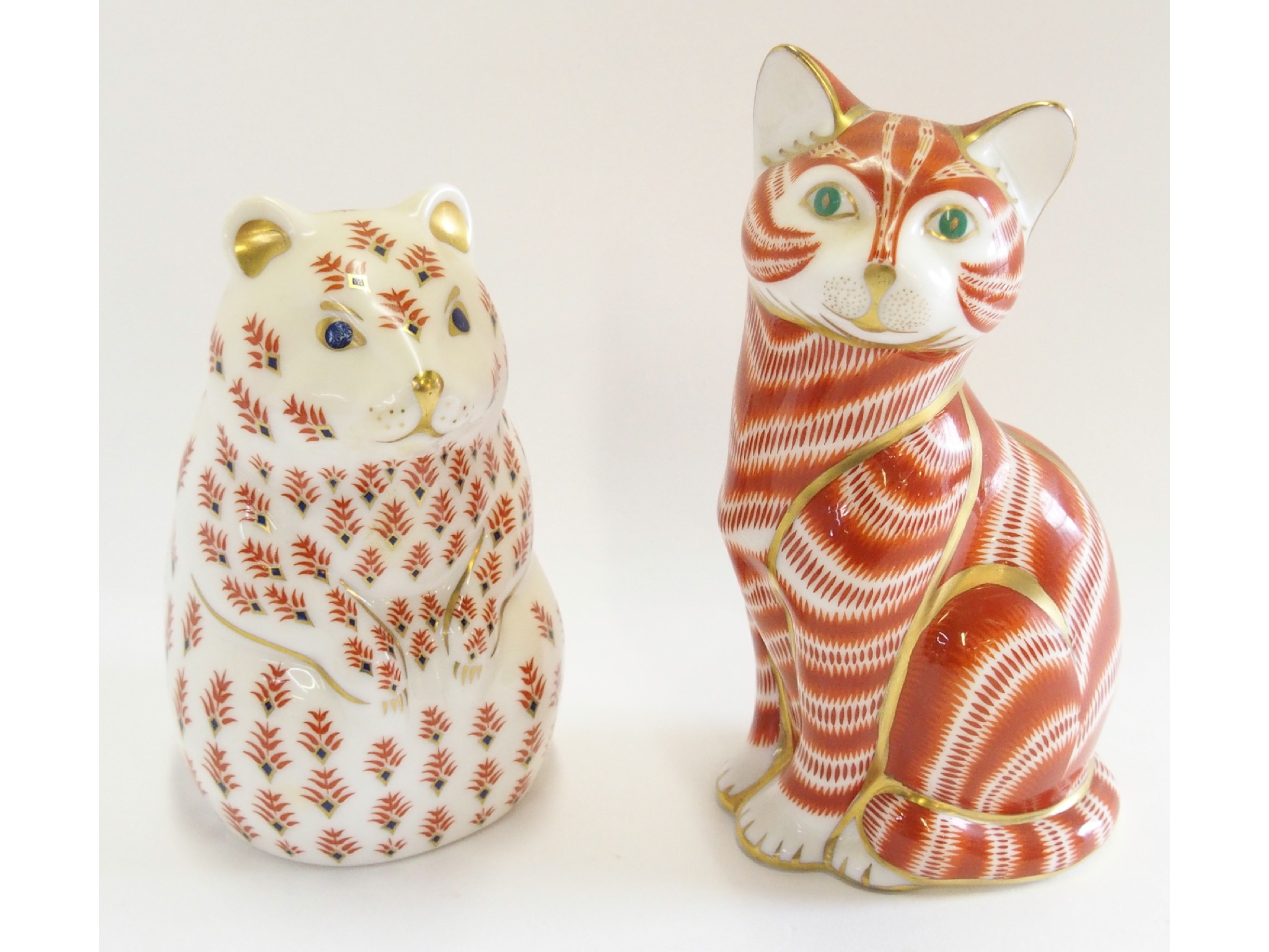 Appraisal: Two Royal Crown Derby porcelain paperweights mouse and orange cat