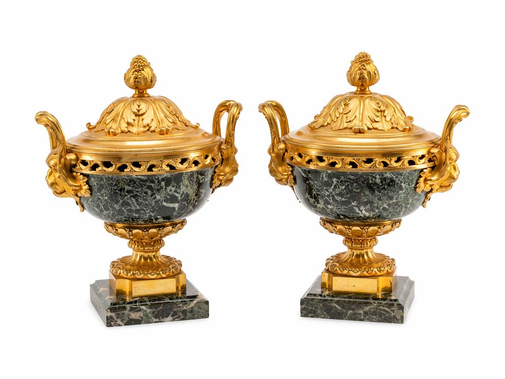 Appraisal: A Pair of Louis XVI Style Gilt Bronze Mounted Marble