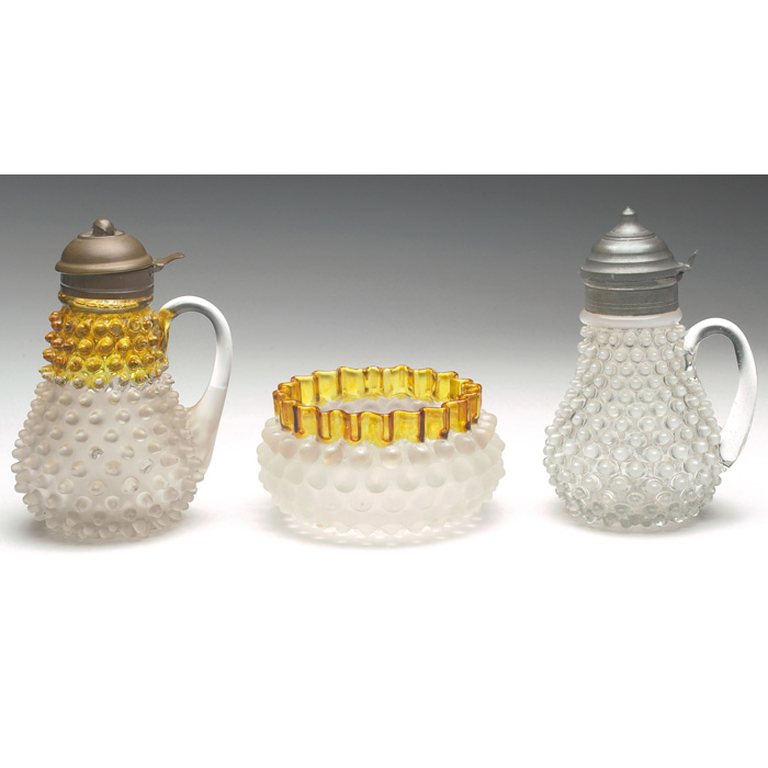 Appraisal: Hobbs Frances Ware syrup pitcher hobnail design in frosted glass