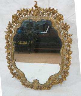 Appraisal: Ornate Antique Large Carved Wood Mirror Deep rel Ornate Antique