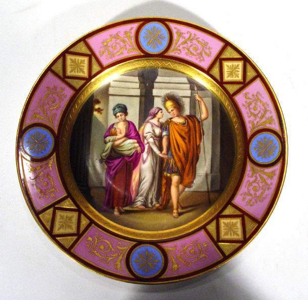 Appraisal: Vienna porcelain plate hand painted with three figures clutching a