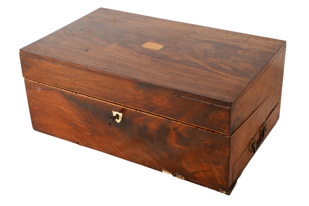 Appraisal: ROSEWOOD WRITING BOXwith hinged writing surface and two glass ink