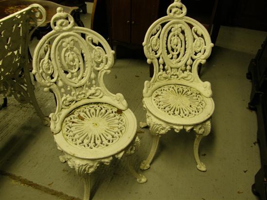 Appraisal: Pair of th century Coalbrookdale style cast iron white painted