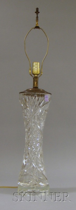 Appraisal: Colorless Cut Glass Vase Table Lamp drilled base and body