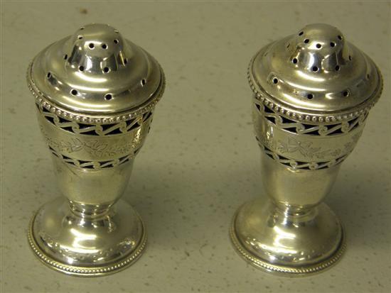 Appraisal: Edward VII silver salt and pepper shakers with blue glass