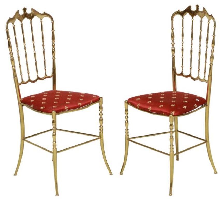 Appraisal: pair Italian Chiavari style brass-tone side chairs th c having