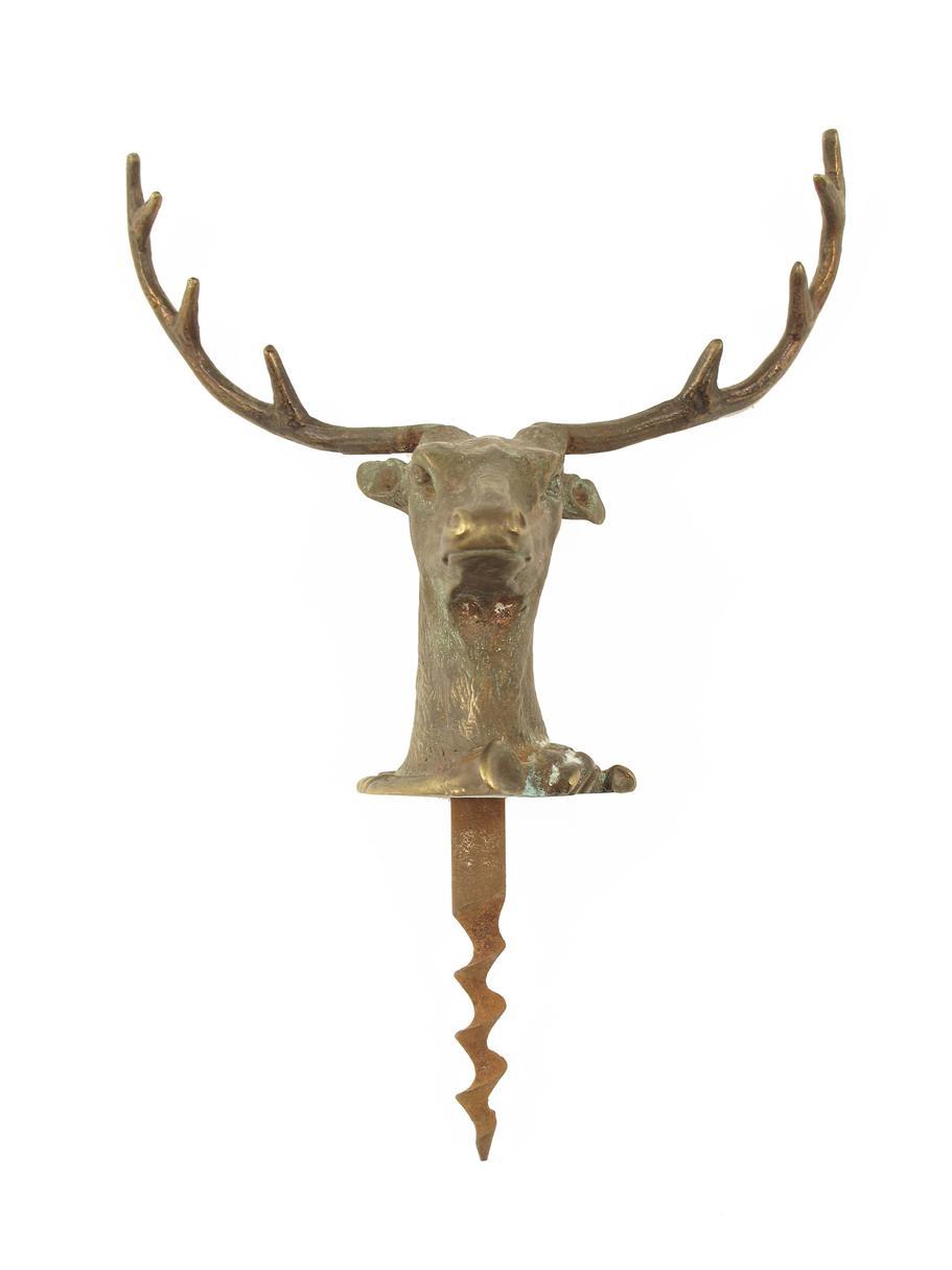 Appraisal: A th century French bronze stag head corkscrew