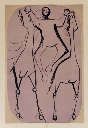 Appraisal: MARINO MARINI Giocoliere Color lithograph on cream Arches x mm