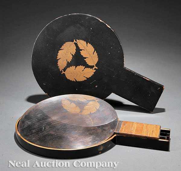 Appraisal: A Japanese Polished Bronze Mirror in a Gilt Decorated Lacquered