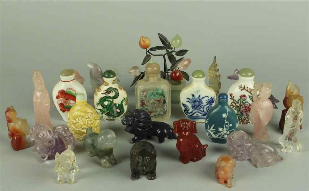 Appraisal: GROUP OF CHINESE GLASS HARDSTONE AND PORCELAIN COLLECTIBLES including a