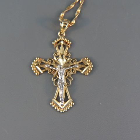 Appraisal: k Necklace cross pendant long grams