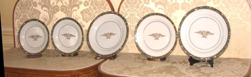 Appraisal: Title Chinese Export Porcelain Plates with Eagle Medallion and floral