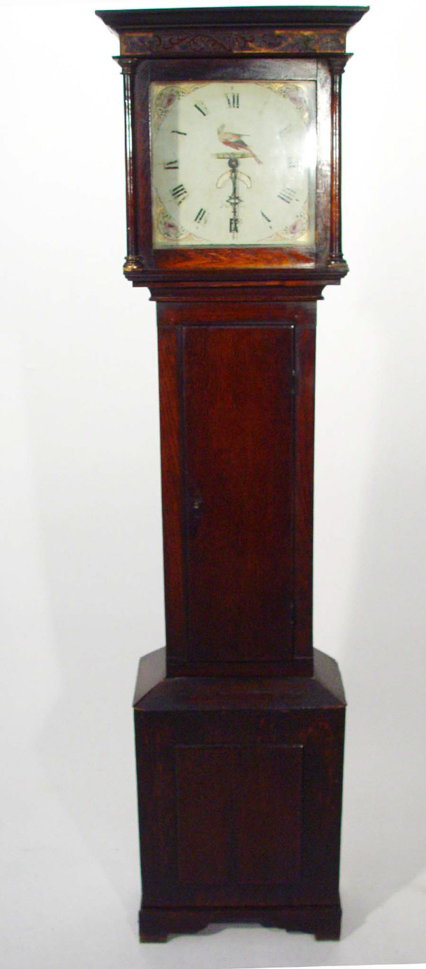 Appraisal: th Century oak longcase clock with moulded cornice above a