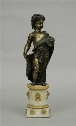 Appraisal: Northern European Silvered and Gilt-Bronze and Ormolu-Mounted Marble Figure of