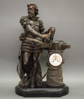 Appraisal: French Ponce de Leon Statue clock A late th century