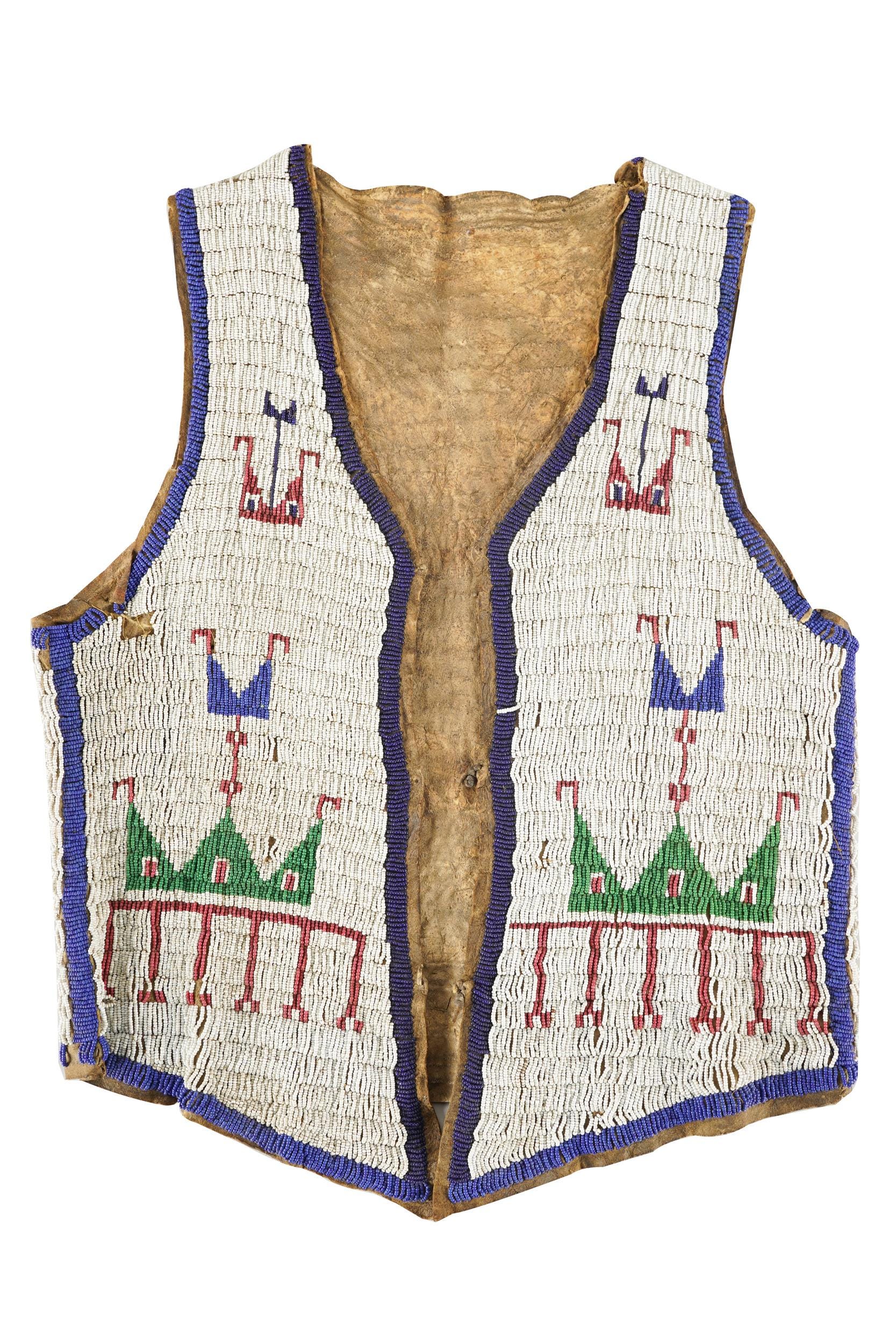 Appraisal: AMERICAN INDIAN BEADED LEATHER VEST the front and back with