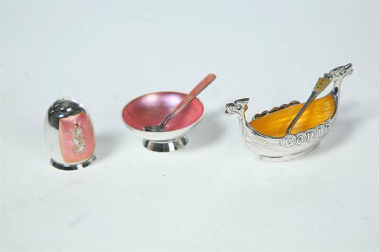 Appraisal: GROUP OF SILVER AND ENAMEL TABLEWARES All marked for Denmark