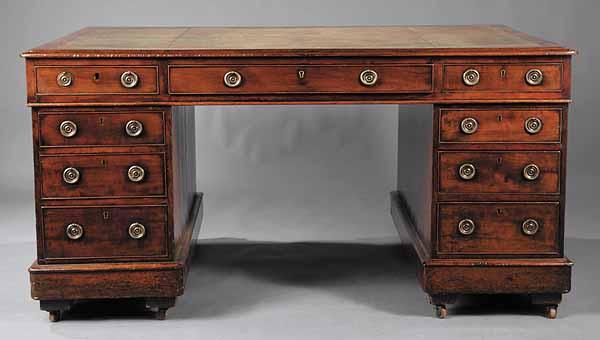 Appraisal: An Antique Georgian-Style Mahogany Partner s Desk mid- th c