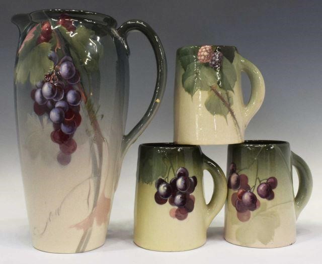 Appraisal: lot of Weller Eocean art pottery drinks set hand painted