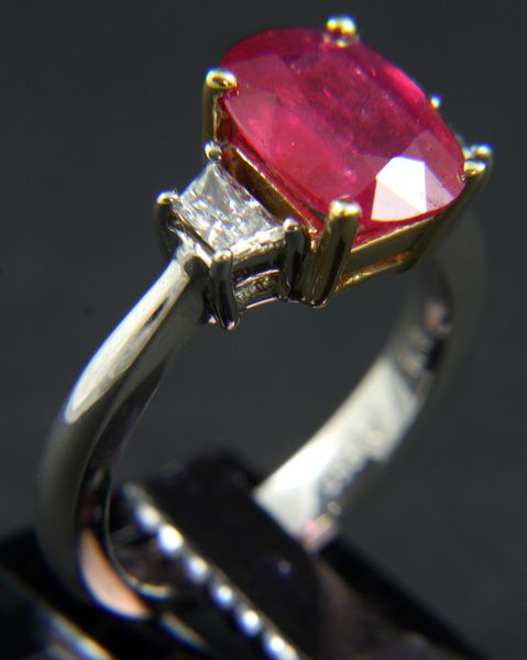 Appraisal: Natural ct ruby and diamond ring in platinum setting gia