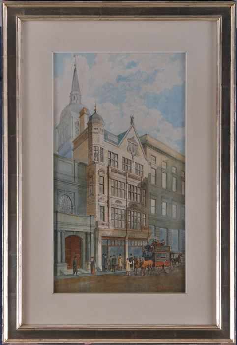 Appraisal: ERNEST RUNTZ LONDON STREET SCENE Watercolor on paper x in