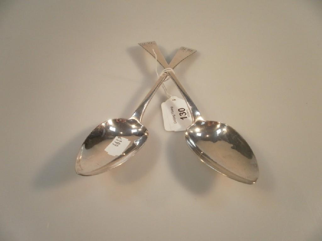 Appraisal: Two George IV silver Old English pattern table spoons London