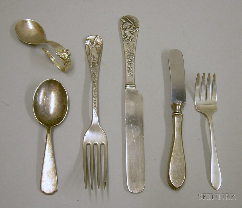 Appraisal: Tiffany Two-piece Sterling Child's Flatware Set and Four Other Child's