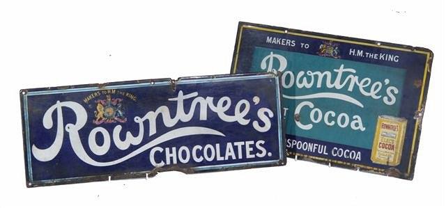 Appraisal: AN EARLY TH CENTURY ENAMELLED ADVERTISING SIGN for Rowntree's Cocoa