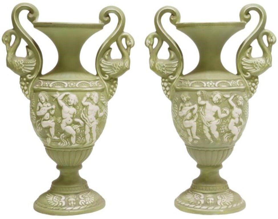 Appraisal: pair Neoclassical style biscuit porcelain amphora-form vases mid th c