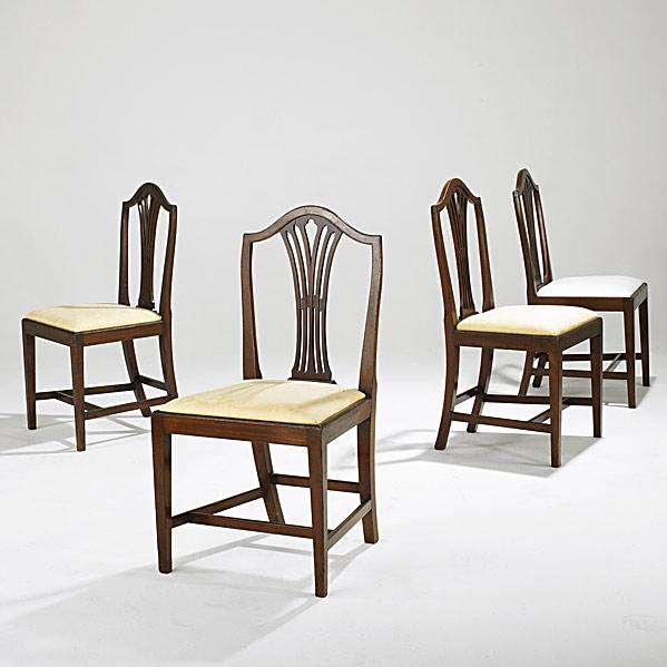 Appraisal: ENGLISH HEPPLEWHITE CHAIRSSet of four in mahogany slip seats c