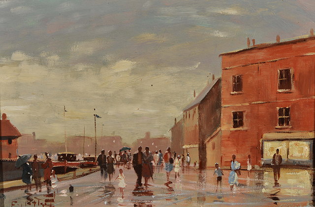 Appraisal: Roy Petley British b Promenade on the quaysidesigned lower left