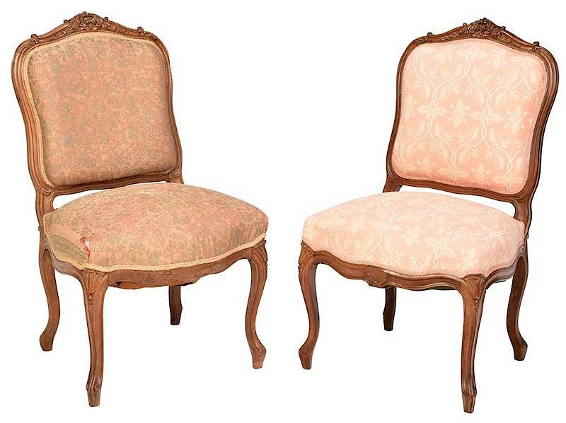 Appraisal: Pair of Provincial Louis XV Style Side Chairs French late