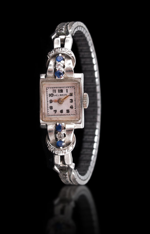 Appraisal: K LADY'S HELBROS WRISTWATCH Vintage Ca - K white gold