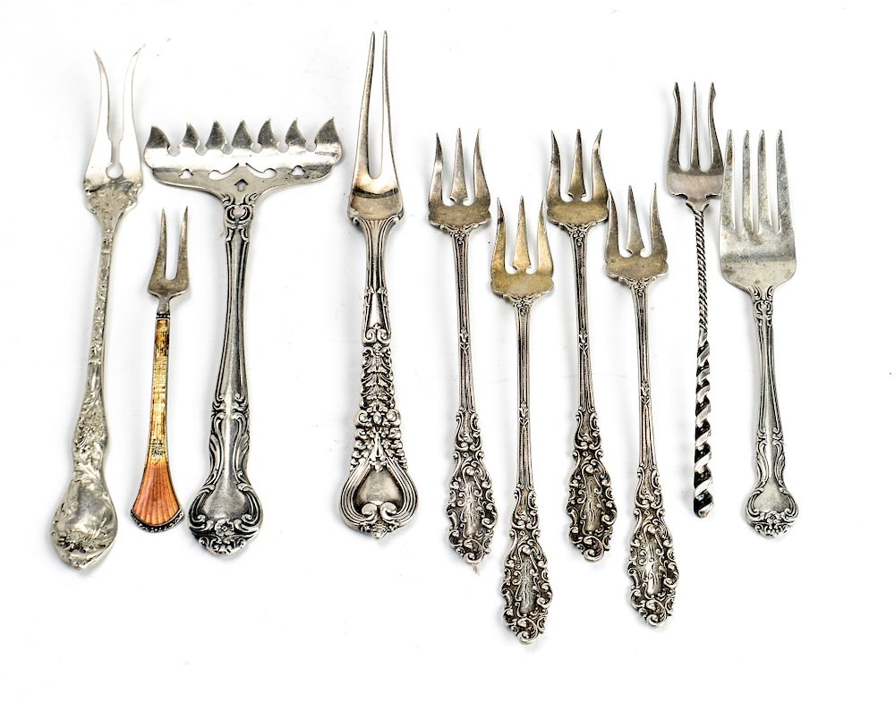 Appraisal: Silver Hors D'oeuvre Forks inc Tiffany Co Group of sterling