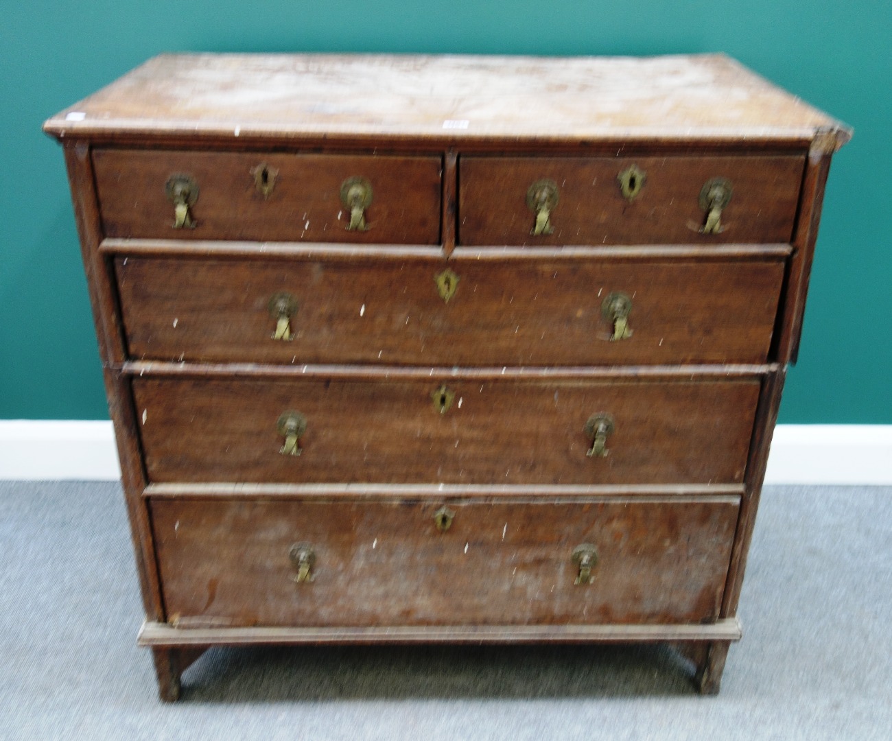 Appraisal: A th century oak two part chest of two short