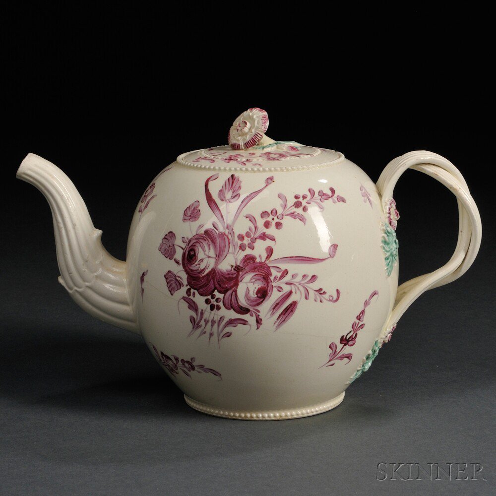 Appraisal: Staffordshire Cream-colored Earthenware Teapot and Cover England c globular with