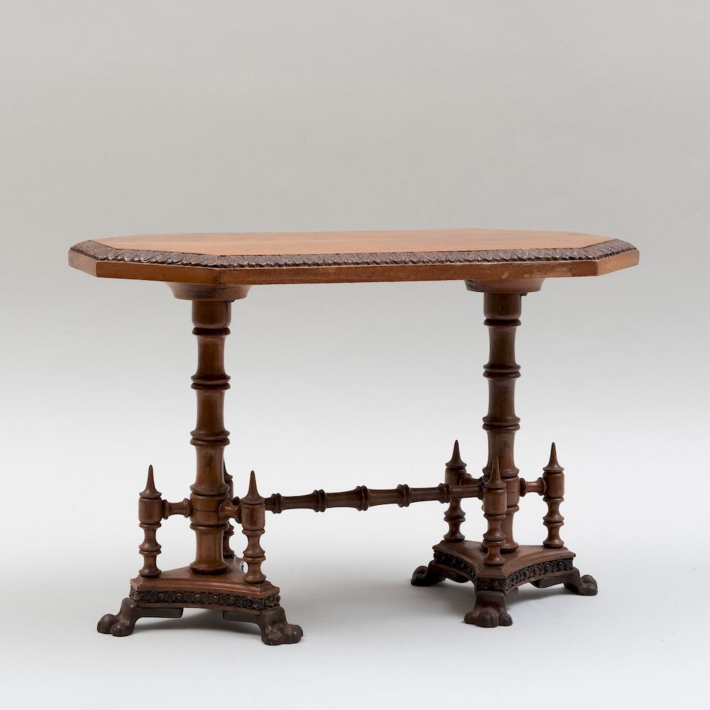 Appraisal: Miniature American Victorian Carved Walnut and Metal Dining Table x