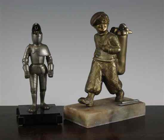 Appraisal: A novelty gilded spelter lighter modelled as a golfer with