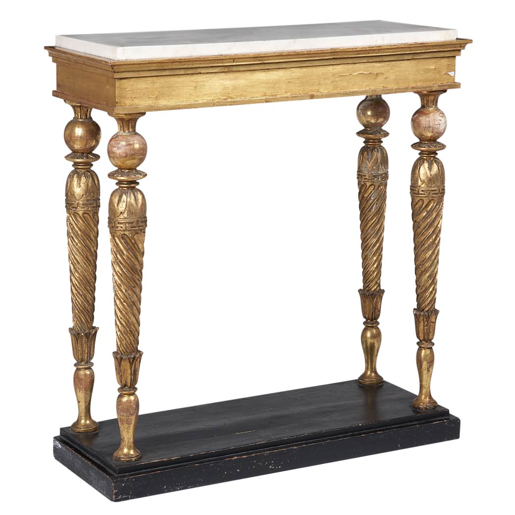 Appraisal: Swedish Neoclassical Gilt-Wood Console Circa The rectangular marble inset top