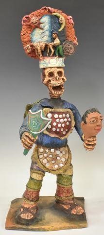 Appraisal: Folk art pottery calaca figure Lorenzo Demetrio Garcia Aguilar Ocotlan