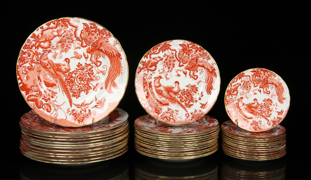 Appraisal: - Royal Crown Derby Red Aves China Plates Lot of